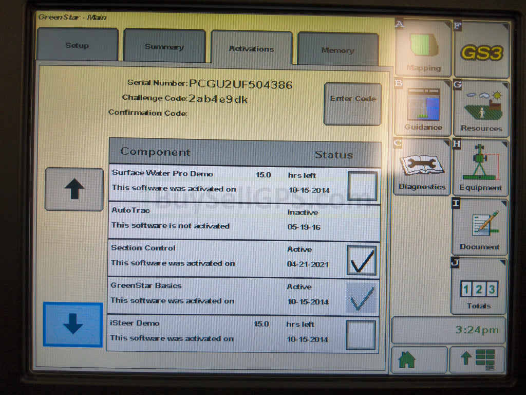John Deere GreenStar™ GS3 2630 Display 2014 | AutoTrac SF2 (any signal level GPS) and Section Control | Very Good