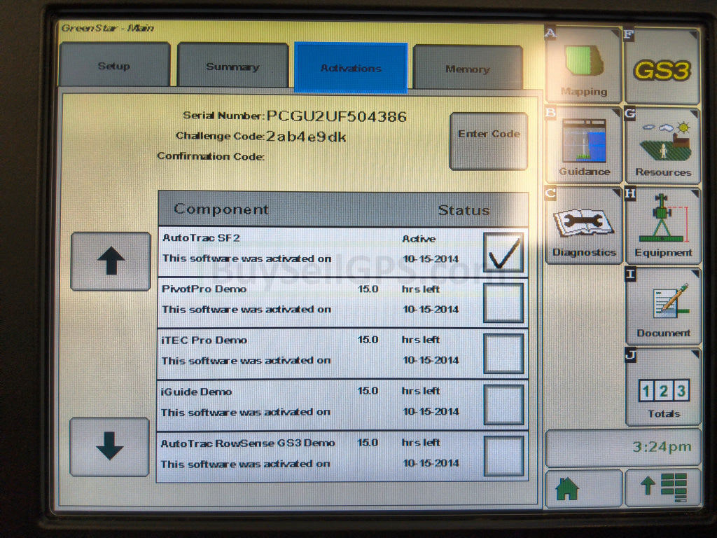 John Deere GreenStar™ GS3 2630 Display 2014 | AutoTrac SF2 (any signal level GPS) and Section Control | Very Good