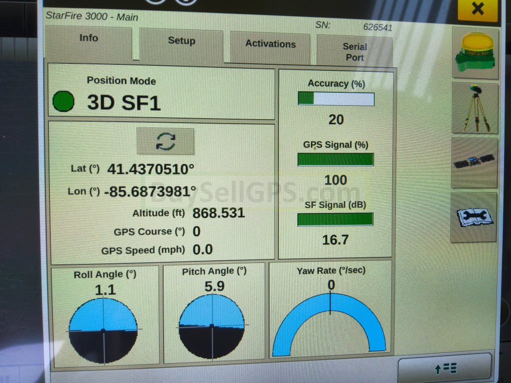 John Deere StarFire™ 3000 GPS Receiver 2013 | SF1 | Deluxe Shroud | Fair to Good Condition missing part of one decal