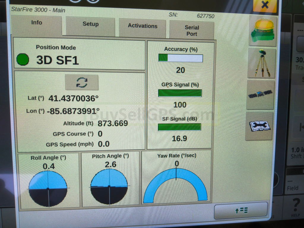 John Deere StarFire™ 3000 GPS Receiver 2013 | SF1 | Deluxe Shroud | Fair to Good Condition missing part of one decal
