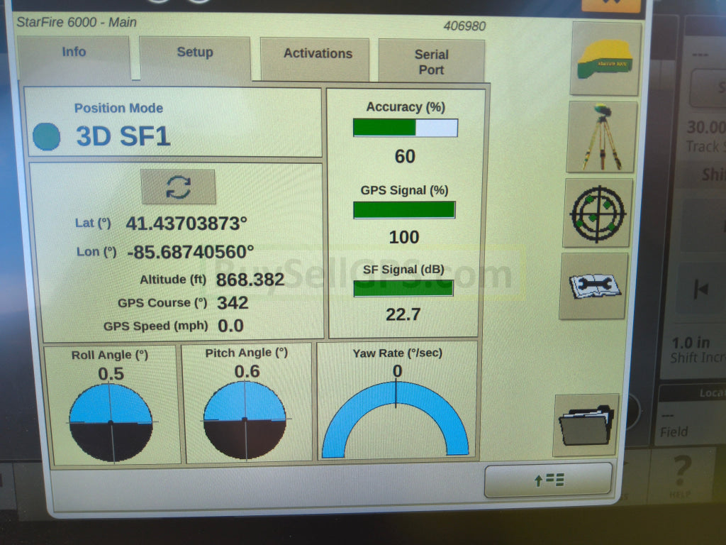 John Deere StarFire™ 6000 GPS Receiver 2016 Receiver 2011 Radio | RTK Ready with 900 Radio | Fair to Good Condition