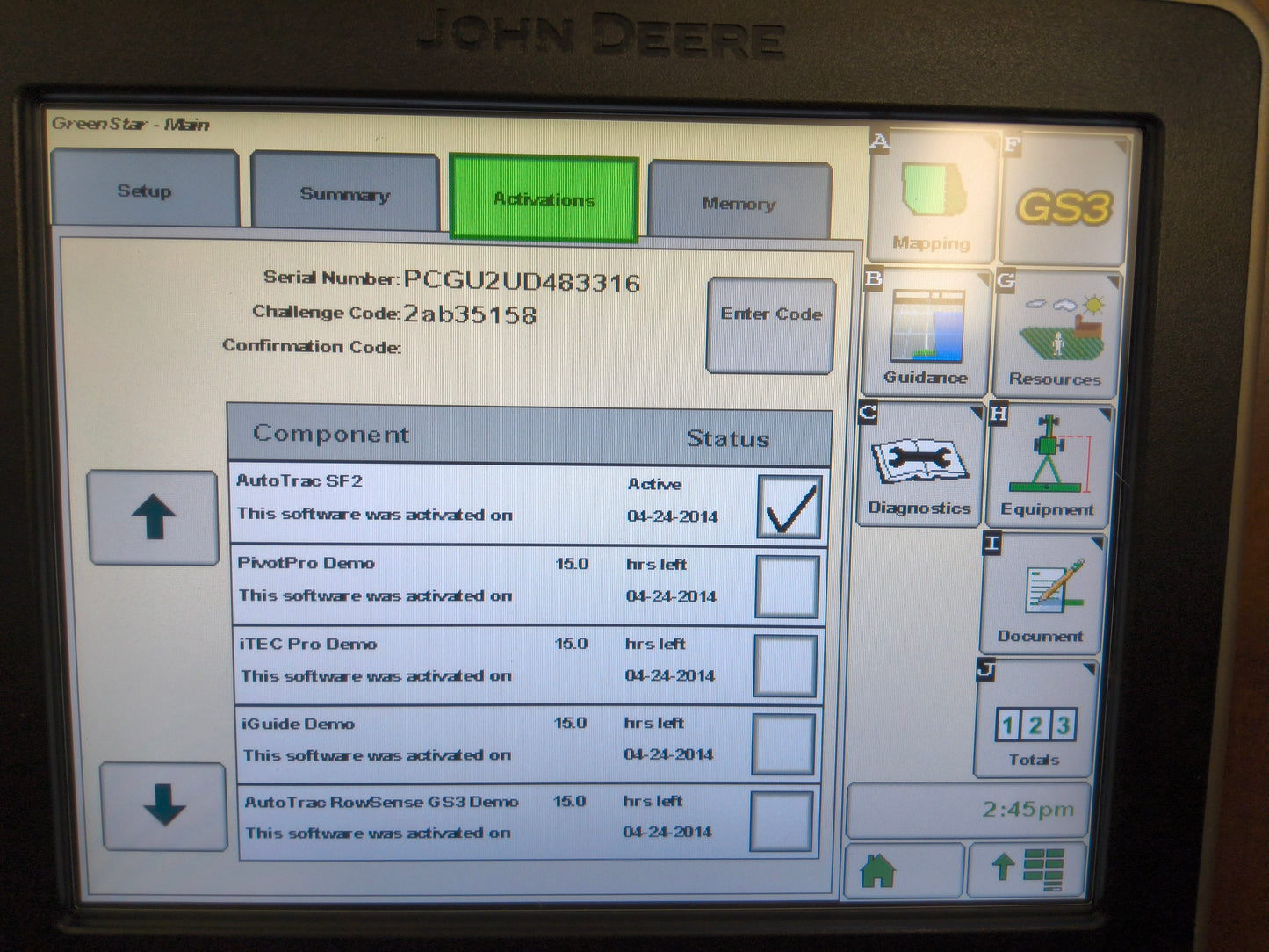 John Deere GreenStar™ GS3 2630 Display