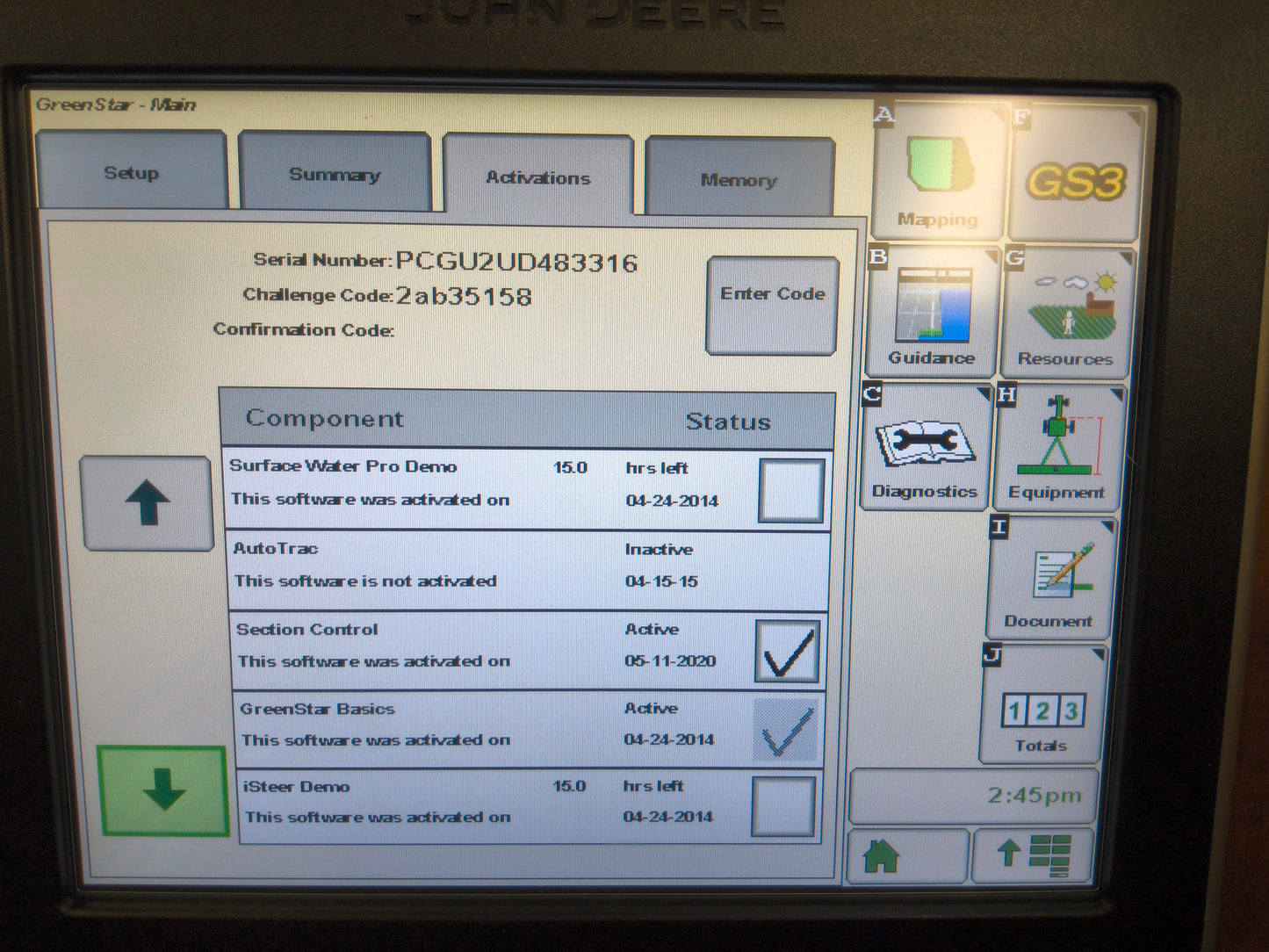 John Deere GreenStar™ GS3 2630 Display