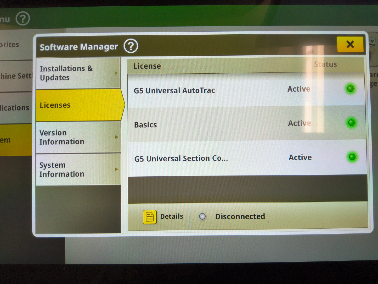 John Deere G5 Plus Universal Display with Permanent Activations