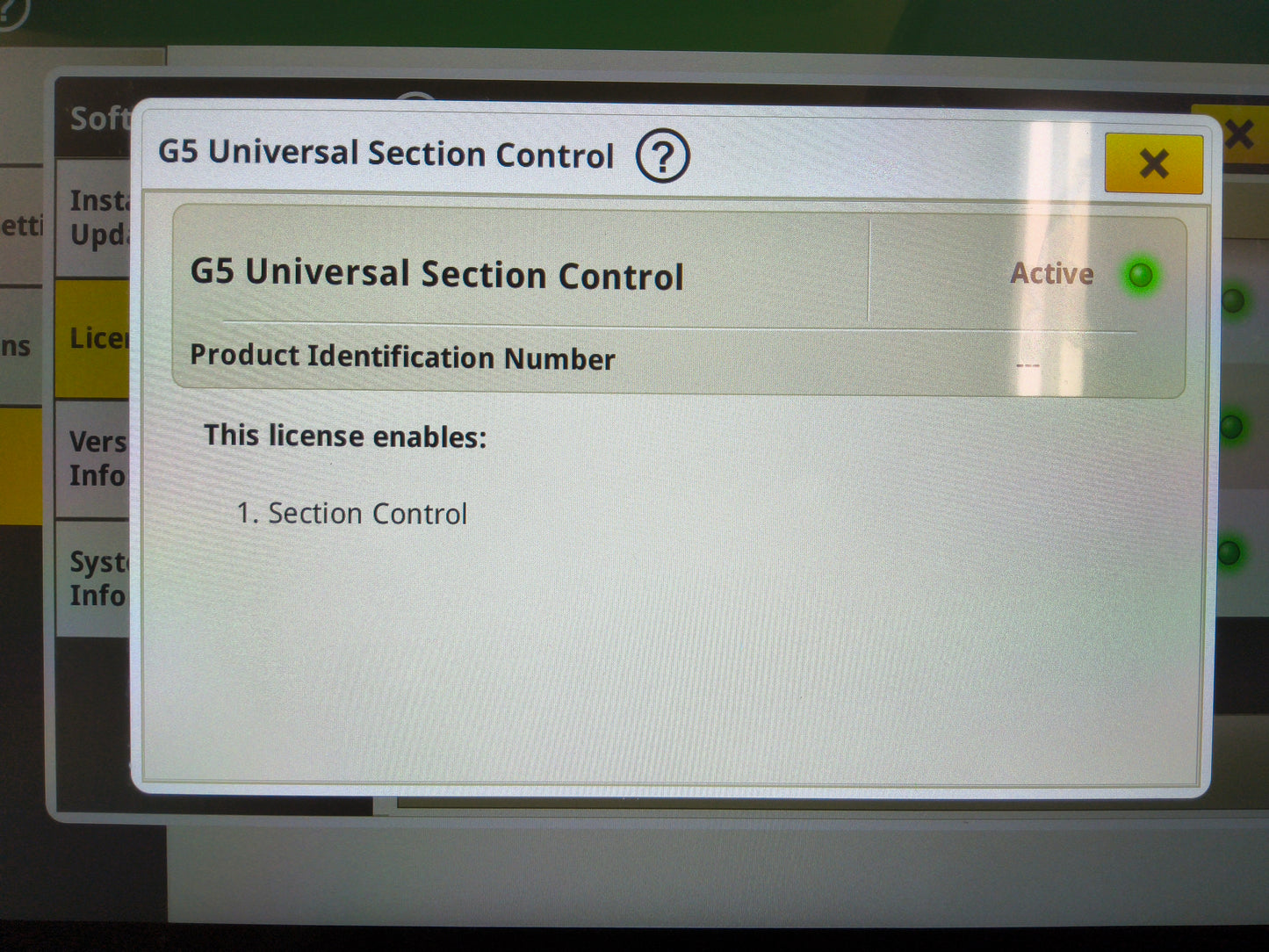 John Deere G5 Plus Universal Display with Permanent Activations