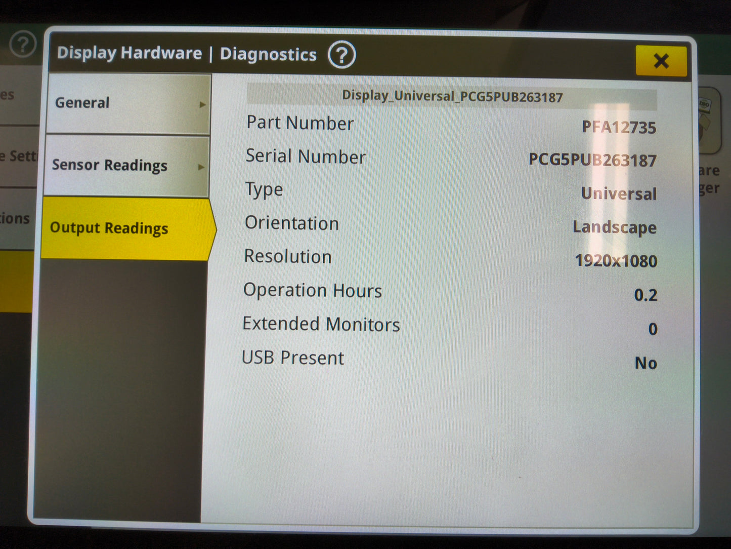 John Deere G5 Plus Universal Display with Permanent Activations