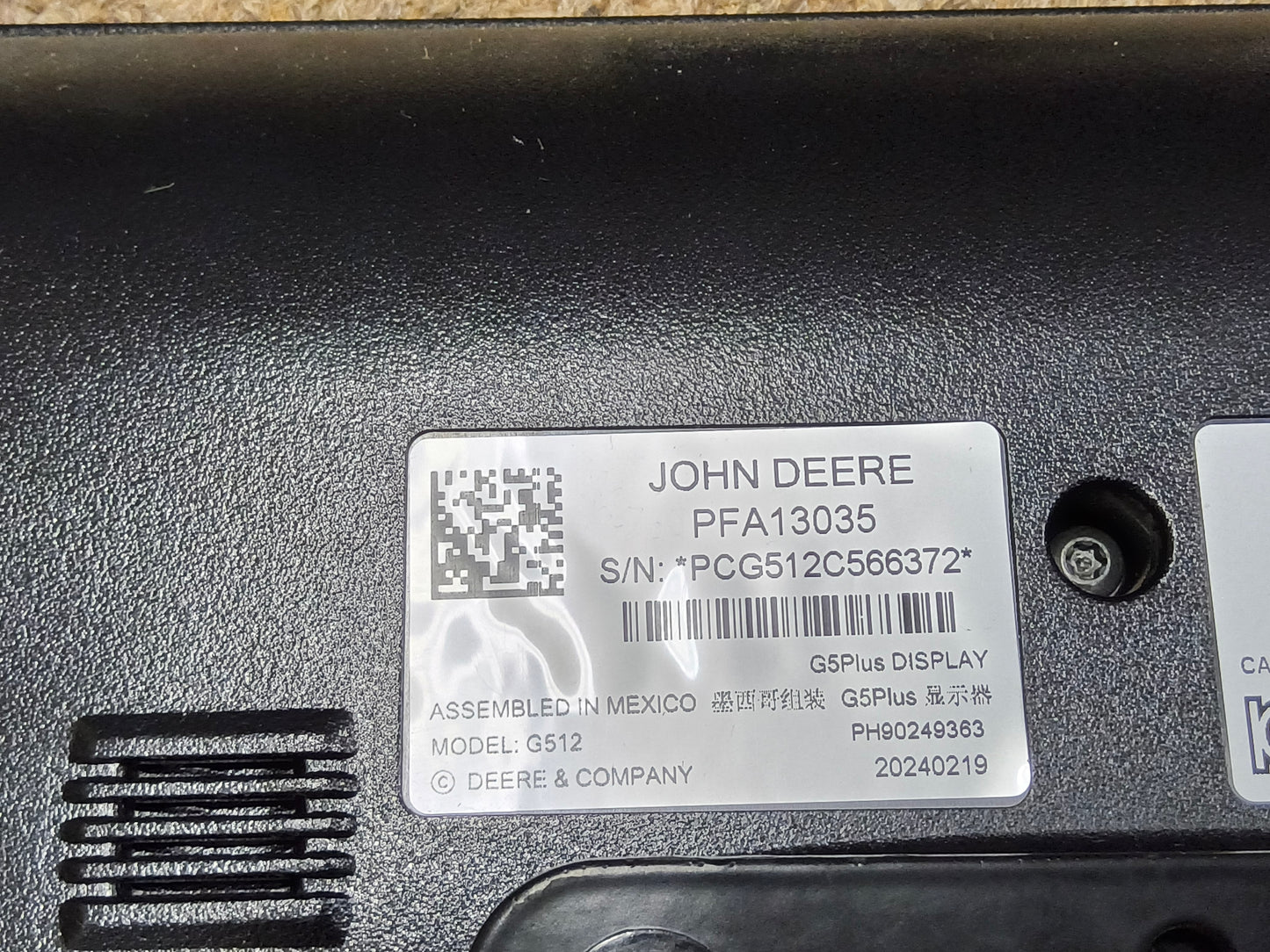 John Deere G5 Plus Extended Monitor