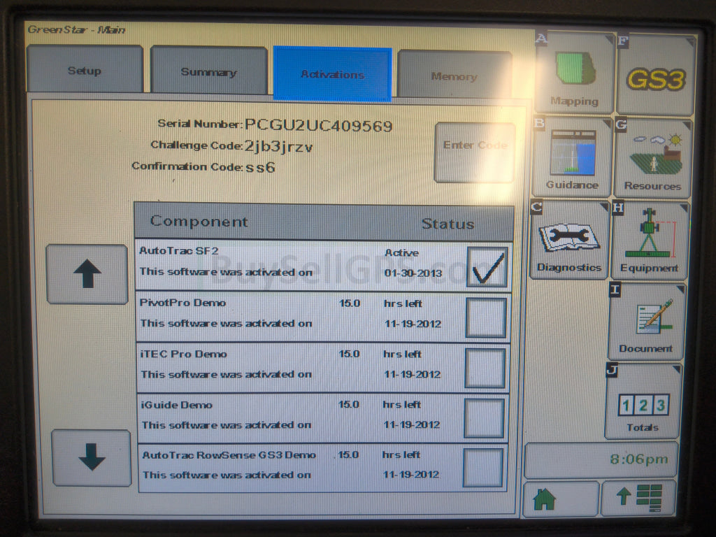 John Deere GreenStar™ GS3 2630 Display 2012 | AutoTrac SF2 (any signal level GPS) and Section Control | Good to Very