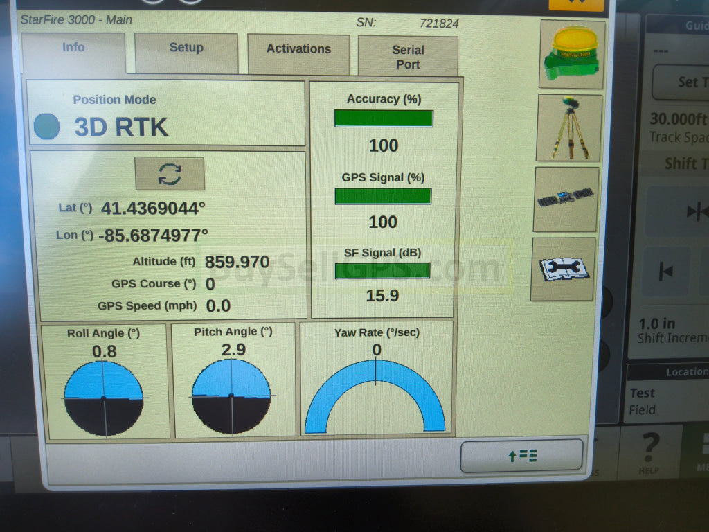John Deere StarFire™ 3000 GPS Receiver 2014 Receiver and Radio | 21570 Hours | Good to Very Good Condition | RTK Ready