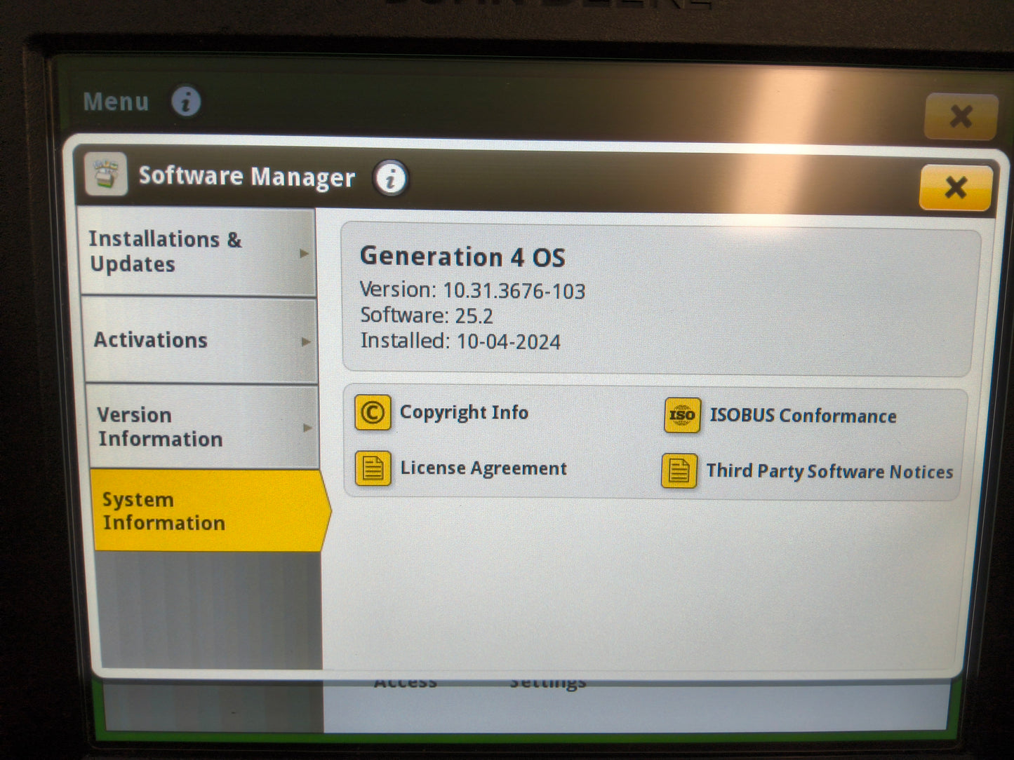 John Deere Gen 4 4640 Display