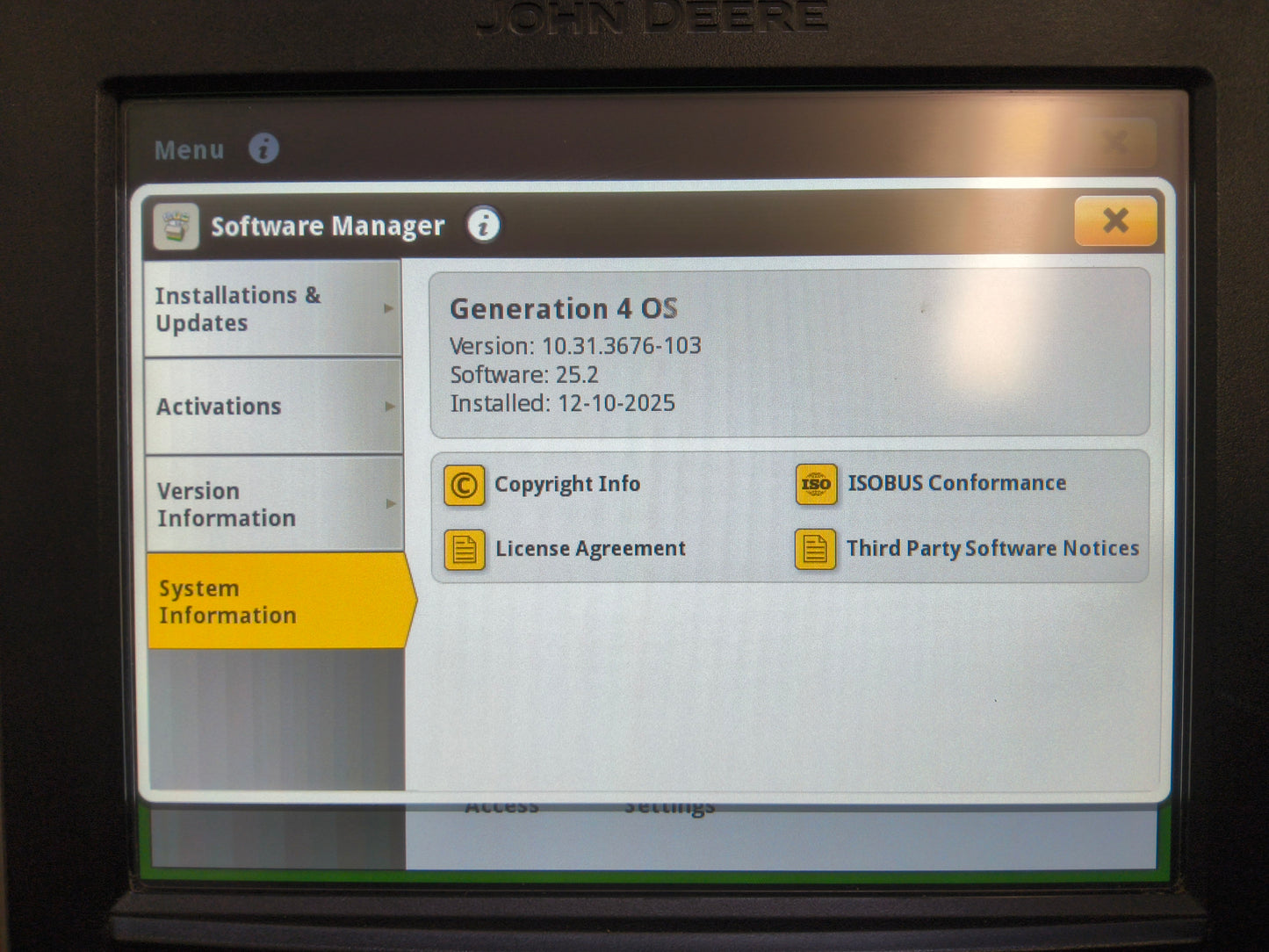 John Deere Gen 4 4640 Display