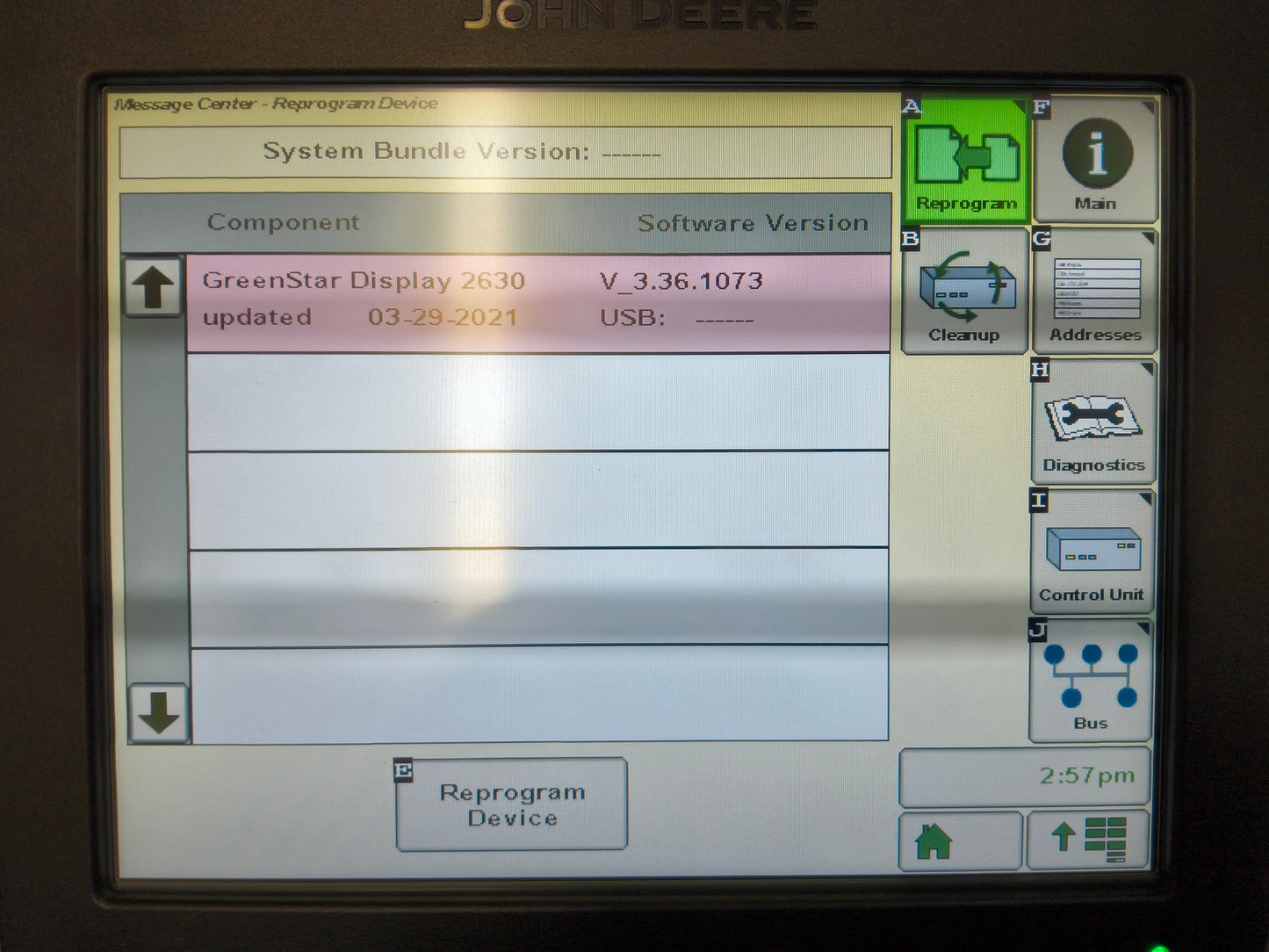 John Deere GreenStar™ GS3 2630 Display