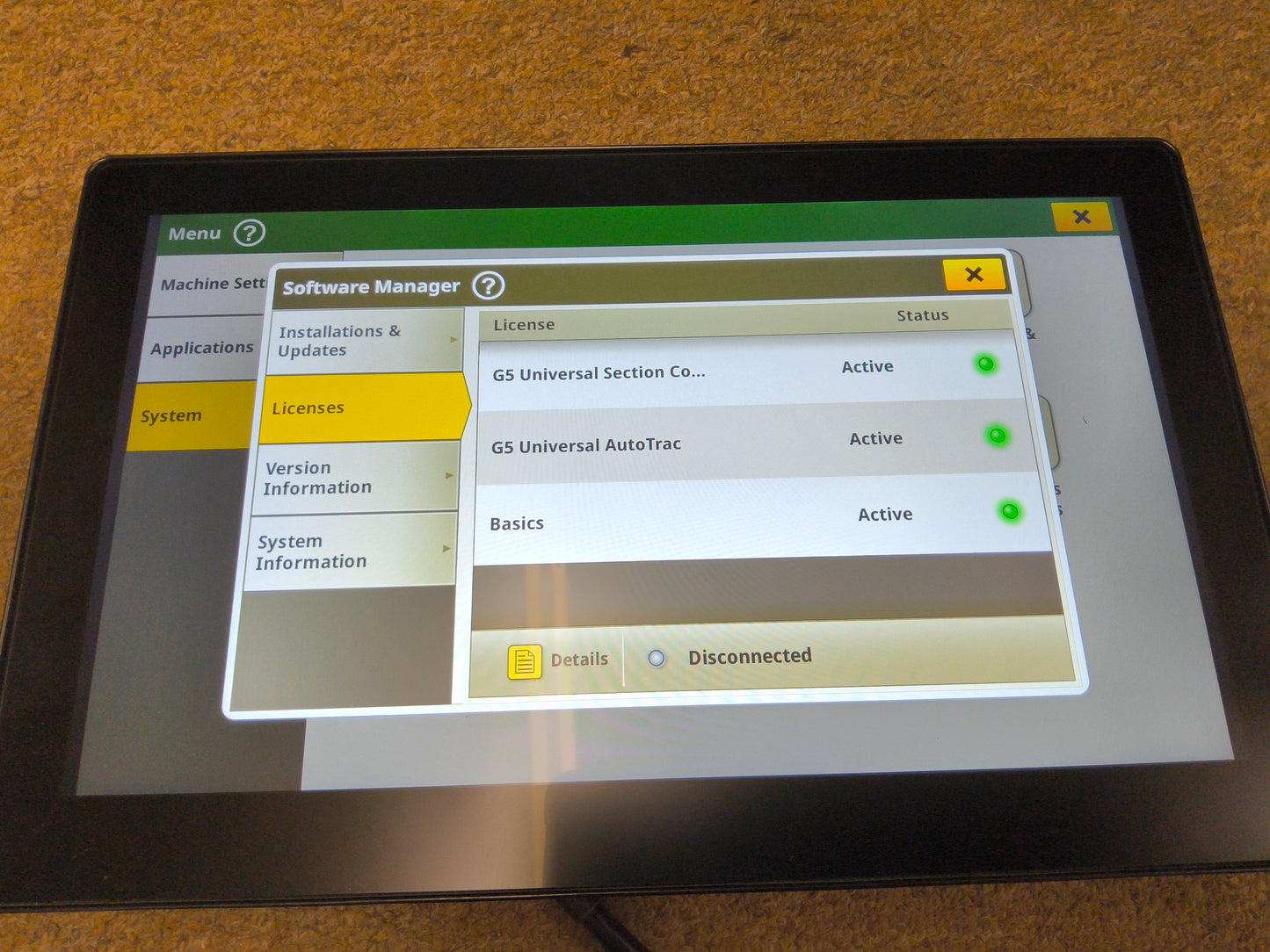 John Deere G5 Plus Universal Display with Permanent Activations